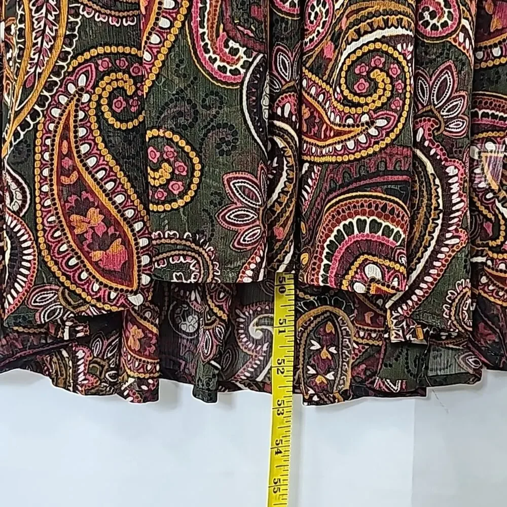 Women Sz S Maxi Sheer Dark Floral Fairy BOHO Tiered Ruffle Smocked Dress